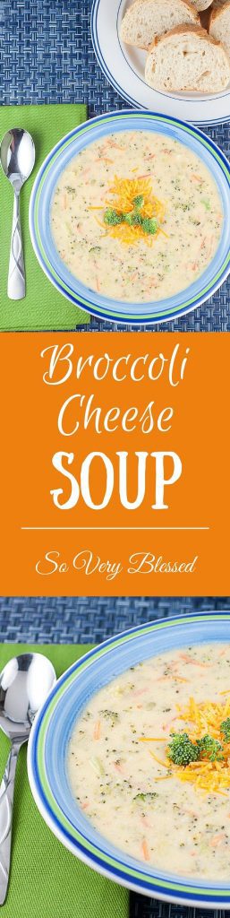 Broccoli Cheese Soup Recipe : So Very Blessed - This Broccoli Cheese Soup is packed with veggies and uses Greek yogurt instead of heavy cream to make it a healthier and protein-packed comfort food for those chilly weeknight dinners.