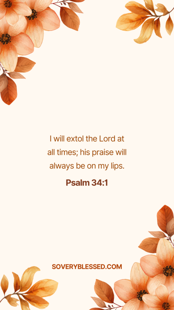 Fall leaves background with Bible verse