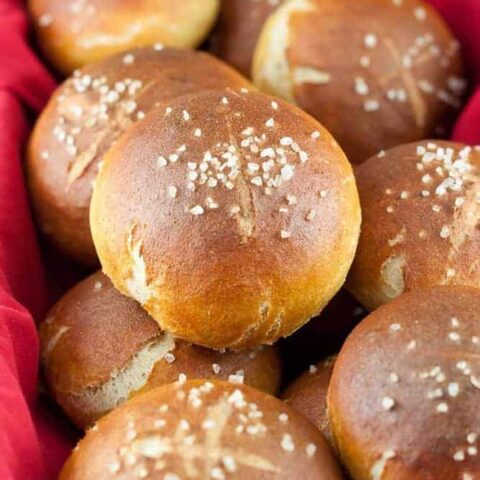 These Healthier Pretzel Rolls are soft, chewy, and delicious - perfect for dipping into soup or filling with your favorite sandwich fixings.