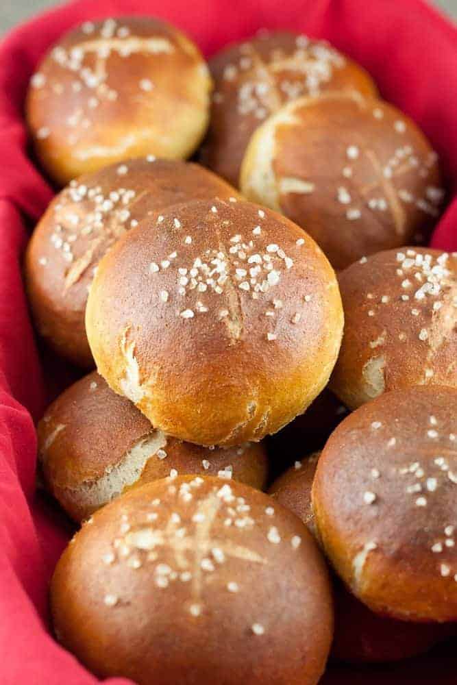 These Healthier Pretzel Rolls are soft, chewy, and delicious - perfect for dipping into soup or filling with your favorite sandwich fixings.