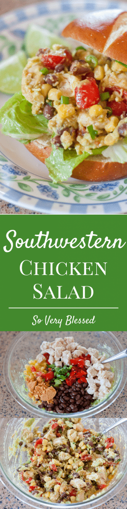 This creamy Southwestern Chicken Salad full of juicy chicken, black beans, and crunchy corn adds healthy and flavorful pizzazz to your salads, wraps, and sandwiches.