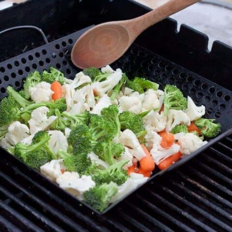 This Grilled Vegetable Medley, full of carrots, broccoli, and cauliflower, is the perfect healthy side dish for summer meals.