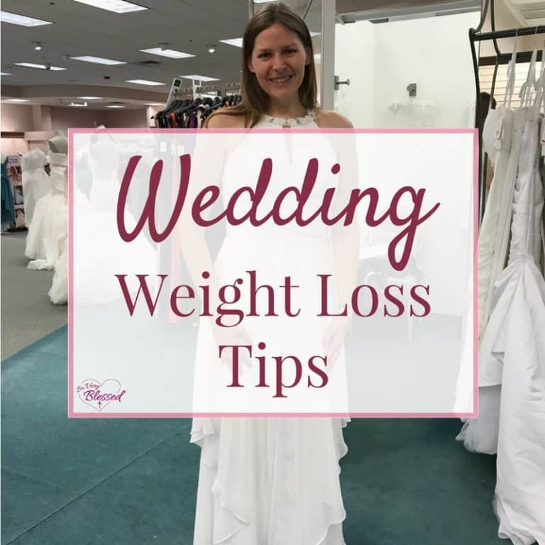 Becky wearing a wedding a wedding dress. No matter what your goals are, use these wedding weight loss tips to stay healthy and active as you are planning your big day.