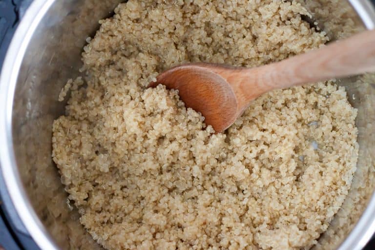 This simple, fluffy Instant Pot quinoa is made in a pressure cooker - perfect for healthy meal prep and to use in quinoa bites!