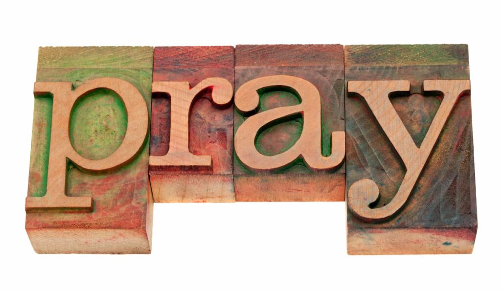 ACTS Acronym For How To Pray - wooden letters, spelling out "p-r-a-y"