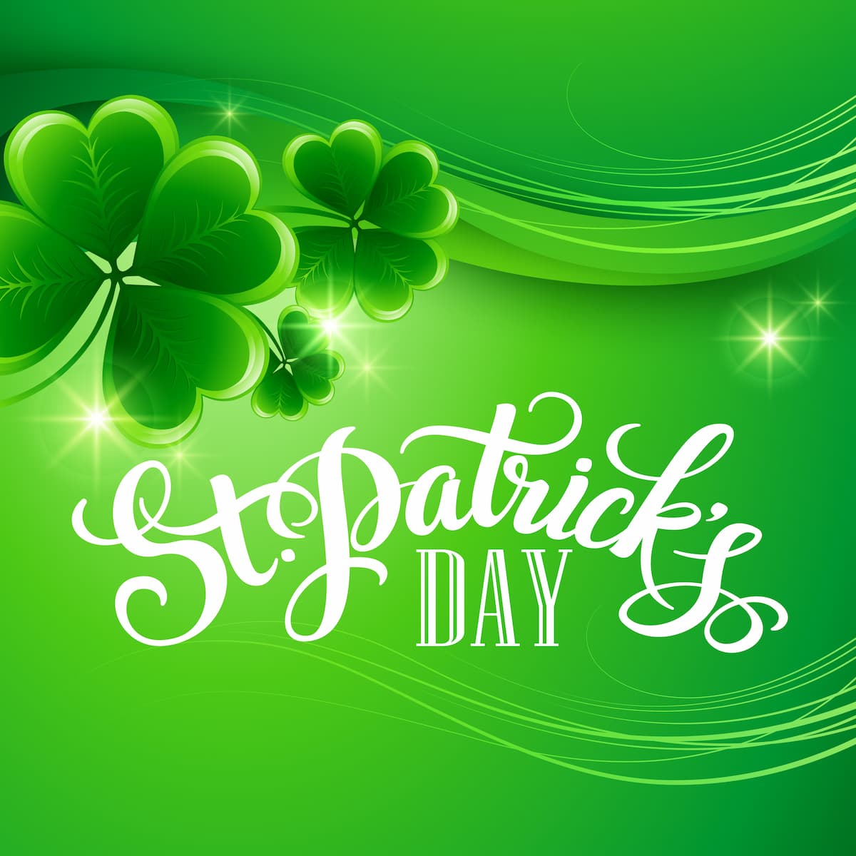 St Patricks green cover photo with shamrocks for 16 St Patrick's Day Prayers & Irish Blessings